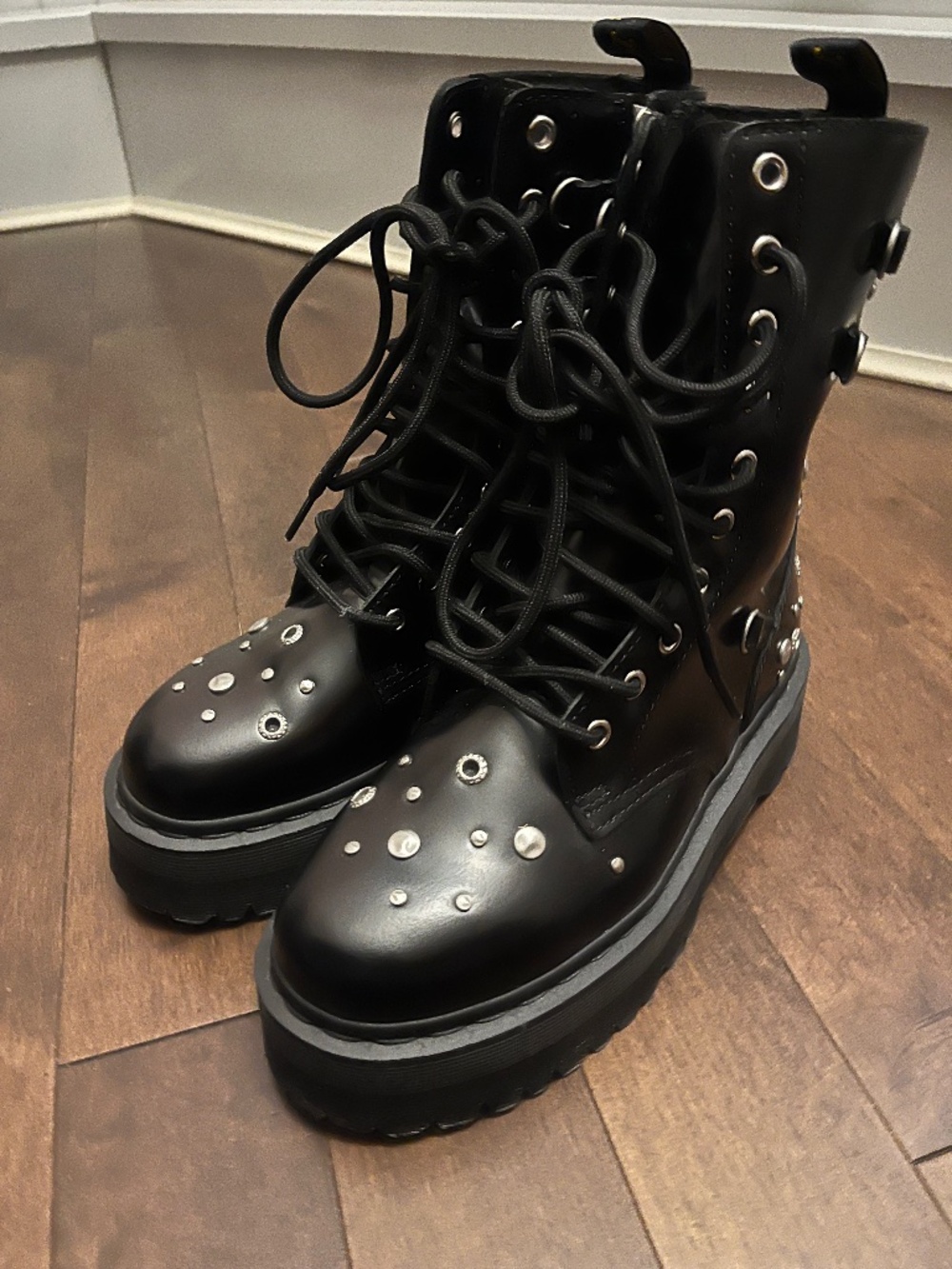 Dr Martens JADON HI STUDDED BUTTERO LEATHER PLATFORM BOOTS